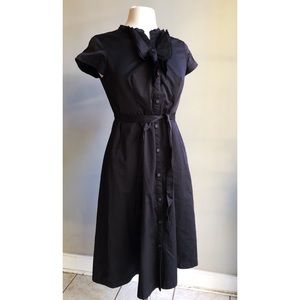 Merona Black Twill Dress with Ruffle Detail Size 8